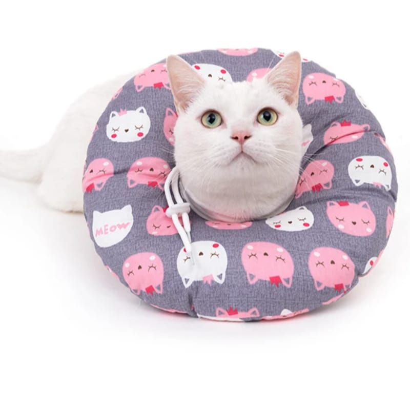 Collar Isabelino Inflable Tipo Dona para Perros y Gatos Estampada Talla M